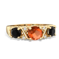 Fire Opal Hugs And Kisses 14K Yellow Gold ring R5016