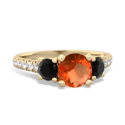 Fire Opal Pave Trellis 14K Yellow Gold ring R5500