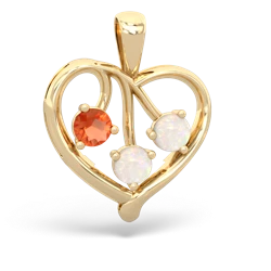 Fire Opal Glowing Heart 14K Yellow Gold pendant P2233