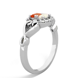 Fire Opal Love Nest 14K White Gold ring R5860