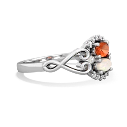 Fire Opal Love Nest 14K White Gold ring R5860