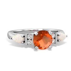 Fire Opal 6Mm Round Eternal Embrace Engagement 14K White Gold ring R2005