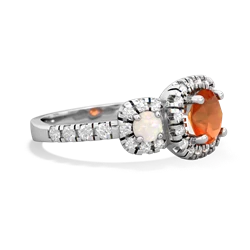 Fire Opal Regal Halo 14K White Gold ring R5350