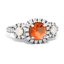 Fire Opal Regal Halo 14K White Gold ring R5350