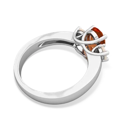 Fire Opal Three Stone Oval Trellis 14K White Gold ring R4024