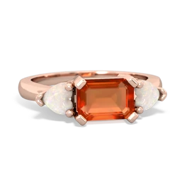 Fire Opal Three Stone 14K Rose Gold ring R5235