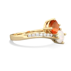 Fire Opal Channel Set Two Stone 14K Yellow Gold ring R5303