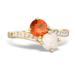 Fire Opal Channel Set Two Stone 14K Yellow Gold ring R5303