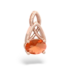 Fire Opal Celtic Trinity Knot 14K Rose Gold pendant P2389