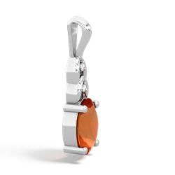 Fire Opal Links 14K White Gold pendant P4032