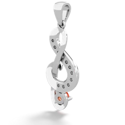 Fire Opal G-Clef Music 14K White Gold pendant P5830