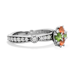 Fire Opal Sparkling Tiara Cluster 14K White Gold ring R26293RD