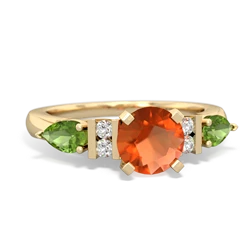 Fire Opal 6Mm Round Eternal Embrace Engagement 14K Yellow Gold ring R2005