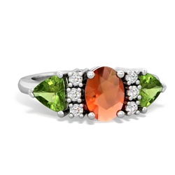 Fire Opal Antique Style Three Stone 14K White Gold ring R2186