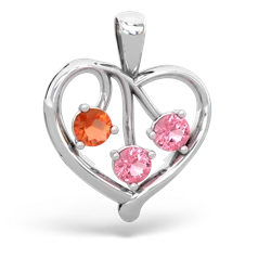 Fire Opal Glowing Heart 14K White Gold pendant P2233