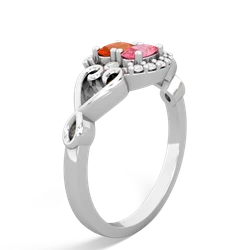 Fire Opal Love Nest 14K White Gold ring R5860