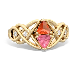 Fire Opal Keepsake Celtic Knot 14K Yellow Gold ring R5300