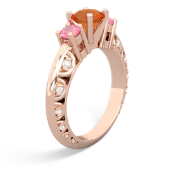 Fire Opal Art Deco Eternal Embrace Engagement 14K Rose Gold ring C2003