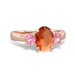 Fire Opal Three Stone Oval Trellis 14K Rose Gold ring R4024