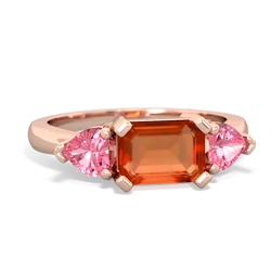 Fire Opal Three Stone 14K Rose Gold ring R5235