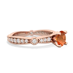 Fire Opal Sparkling Tiara 6Mm Round 14K Rose Gold ring R26296RD