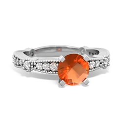 Fire Opal Sparkling Tiara 6Mm Round 14K White Gold ring R26296RD