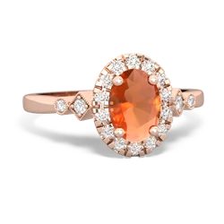 Fire Opal Antique-Style Halo 14K Rose Gold ring R5720