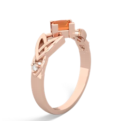 Fire Opal Celtic Knot Princess 14K Rose Gold ring R3349