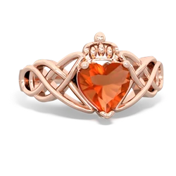 Fire Opal Claddagh Celtic Knot 14K Rose Gold ring R2367