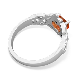 Fire Opal Claddagh Celtic Knot 14K White Gold ring R2367