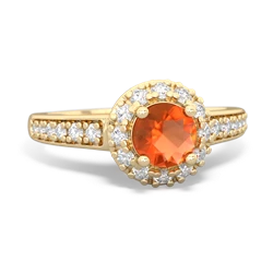 Fire Opal Diamond Halo 14K Yellow Gold ring R5370