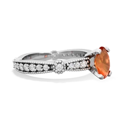 Fire Opal Sparkling Tiara 7X5mm Oval 14K White Gold ring R26297VL