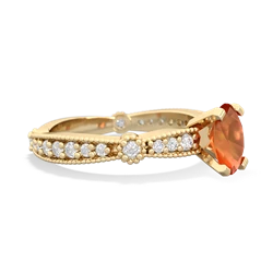 Fire Opal Sparkling Tiara 7X5mm Oval 14K Yellow Gold ring R26297VL