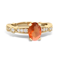 Fire Opal Sparkling Tiara 7X5mm Oval 14K Yellow Gold ring R26297VL