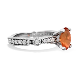 Fire Opal Sparkling Tiara 8X6 Oval 14K White Gold ring R26298VL