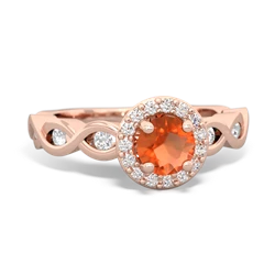 Fire Opal Infinity Halo Engagement 14K Rose Gold ring R26315RH