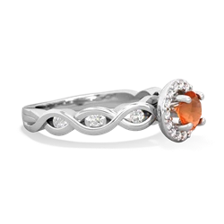 Fire Opal Infinity Halo Engagement 14K White Gold ring R26315RH