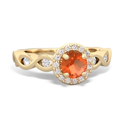 Fire Opal Infinity Halo Engagement 14K Yellow Gold ring R26315RH