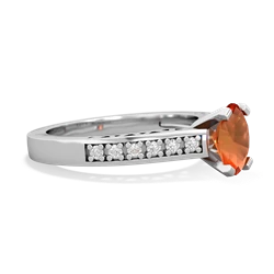 Fire Opal Art Deco Engagement 7X5mm Oval 14K White Gold ring R26357VL