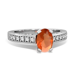 Fire Opal Art Deco Engagement 7X5mm Oval 14K White Gold ring R26357VL