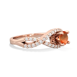 Fire Opal Diamond Twist 5Mm Round Engagment  14K Rose Gold ring R26405RD