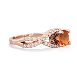 Fire Opal Diamond Twist 6Mm Round Engagment  14K Rose Gold ring R26406RD