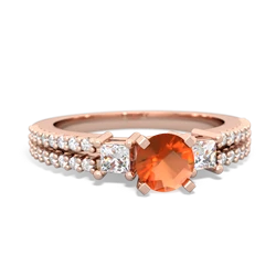 Fire Opal Classic 5Mm Round Engagement 14K Rose Gold ring R26435RD