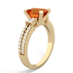 Fire Opal Classic 8X6mm Emerald-Cut Engagement 14K Yellow Gold ring R26438EM