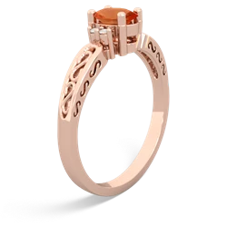 Fire Opal Filligree Scroll Oval 14K Rose Gold ring R0812