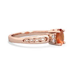 Fire Opal Filligree Scroll Oval 14K Rose Gold ring R0812