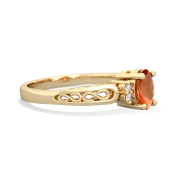 Fire Opal Filligree Scroll Oval 14K Yellow Gold ring R0812