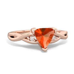 Fire Opal Trillion Twist 14K Rose Gold ring R2104