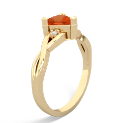 Fire Opal Trillion Twist 14K Yellow Gold ring R2104