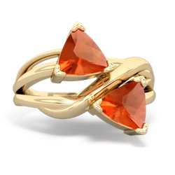 Fire Opal Split Band Swirl 14K Yellow Gold ring R2341